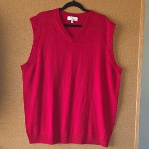 Turnbury Extra Fine Marino Wool Red V-Neck Sweater Vest Size 2XL